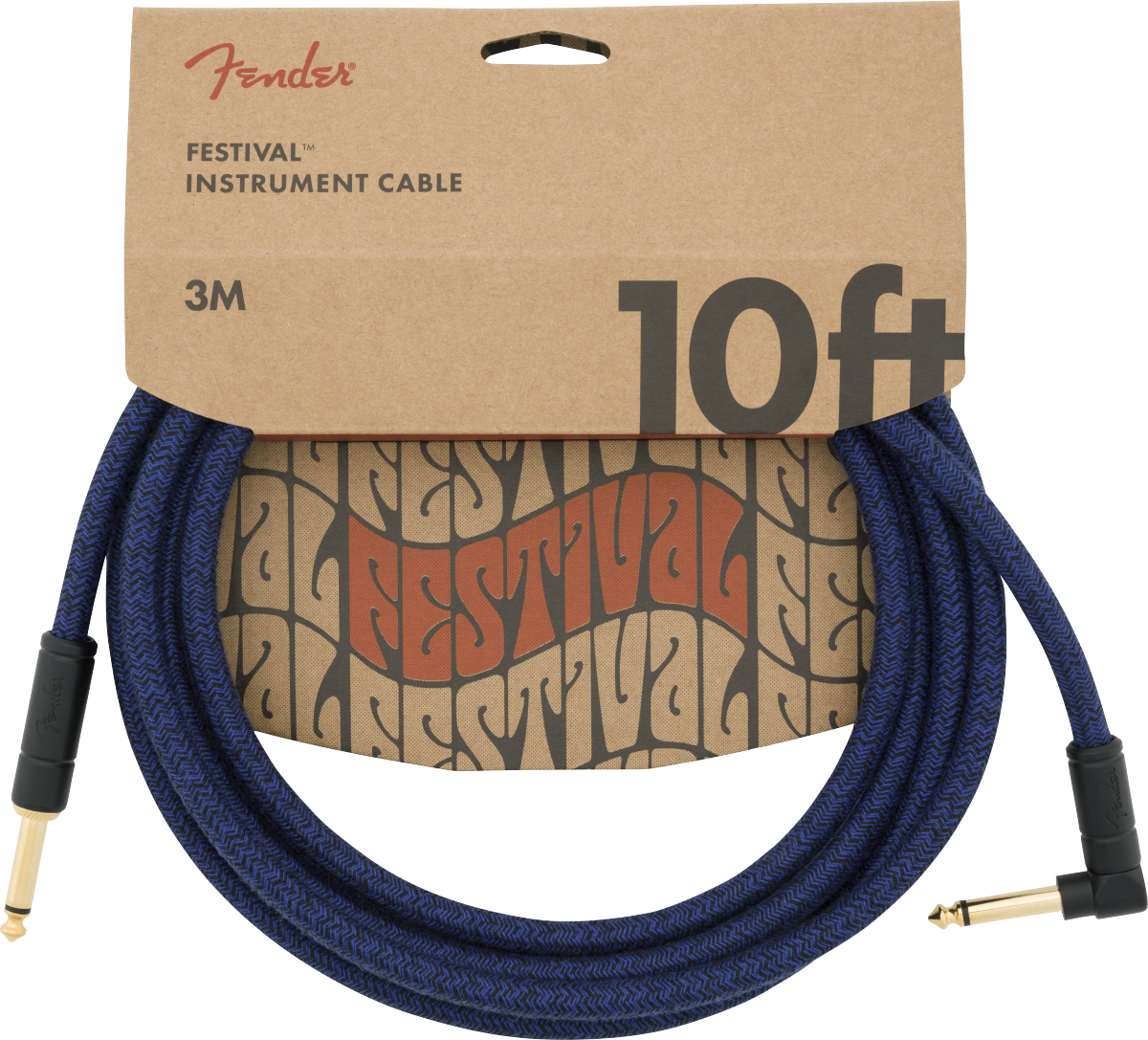 10' Angled Festival Instrument Cable, Pure Hemp, Blue Dream 