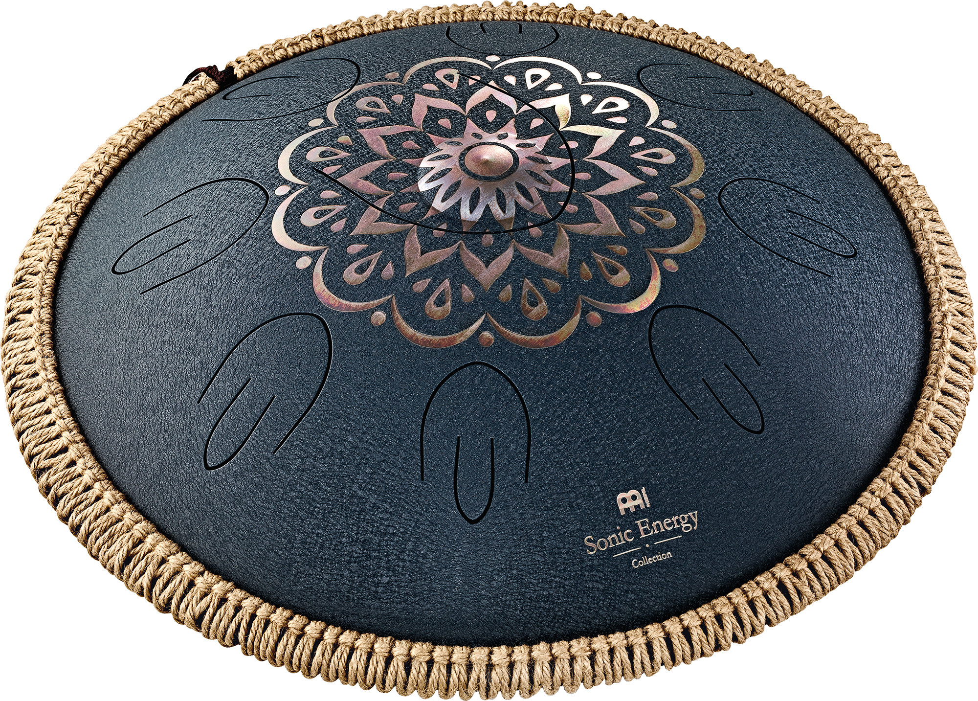 Octave Steel Tongue Drum, Marineblau, Blumendesign, D Amara, 9 Töne, 16" / 40 cm