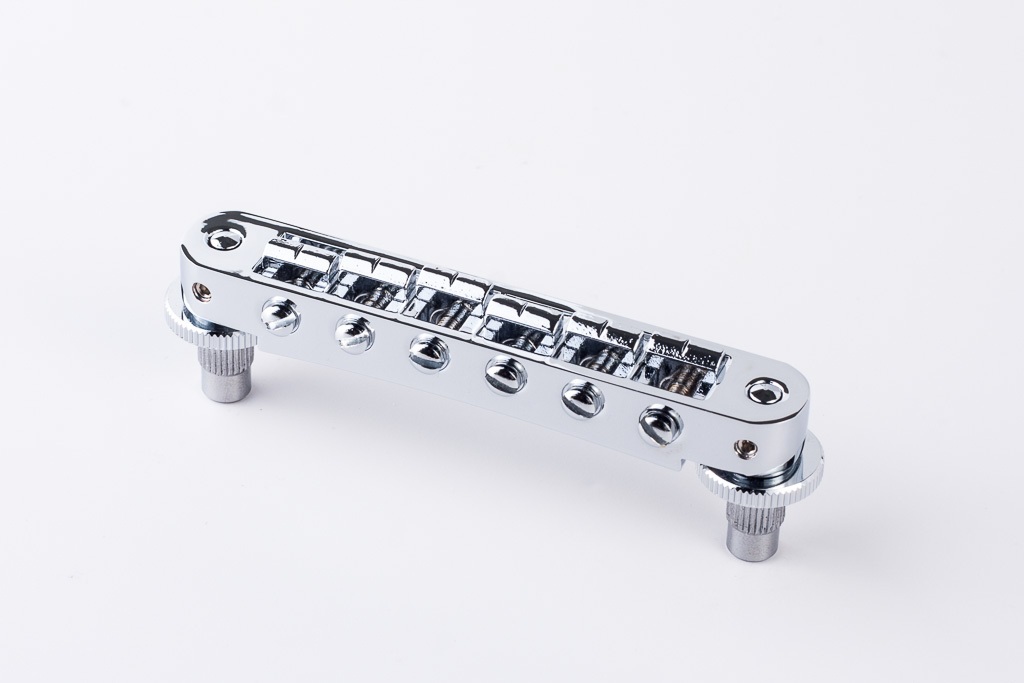 TP6A C - Standard Aluminium Tune-O-Matic Bridge with Bell Brass Saddles (Small Posts / Notched Saddl