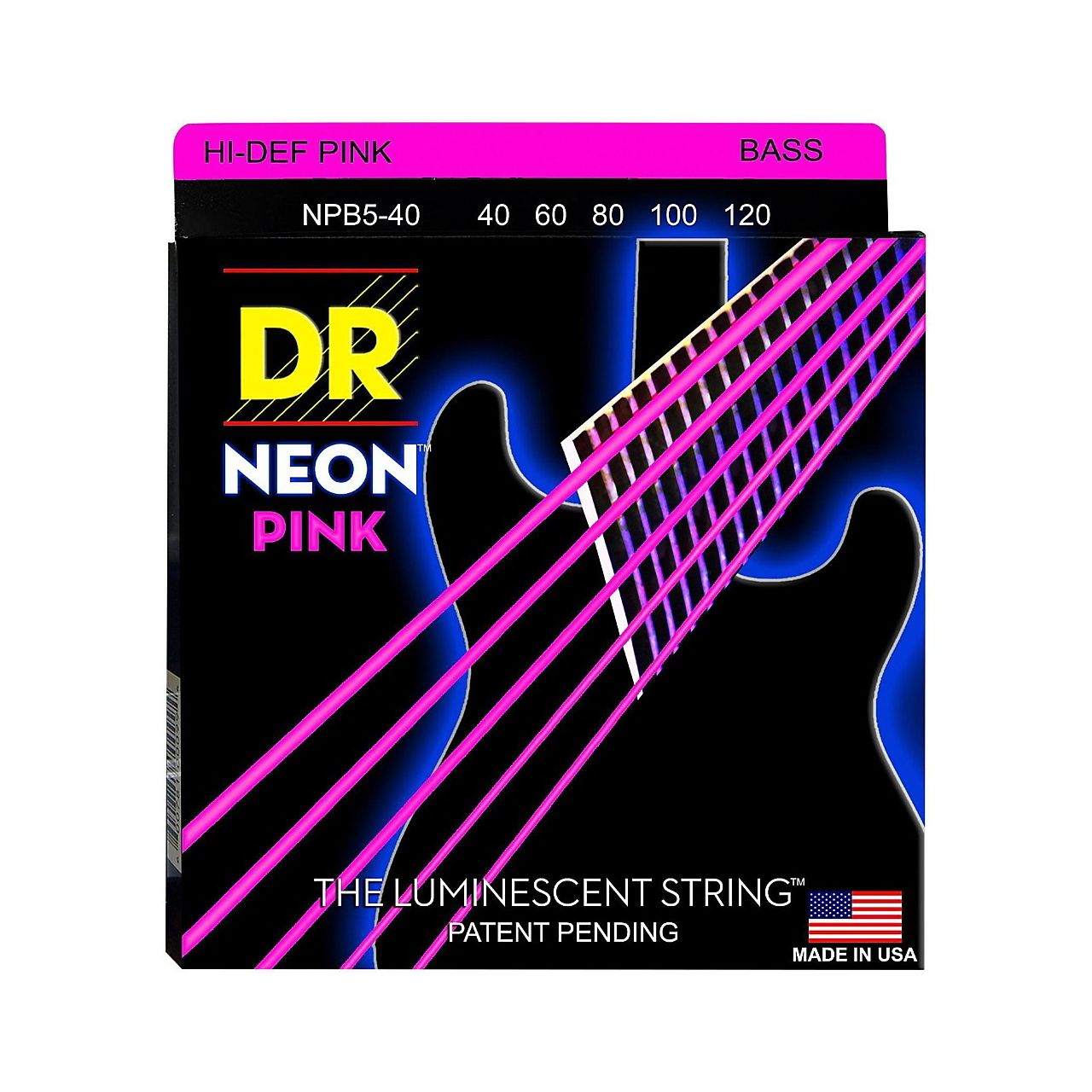 Hi-Def Neon Bass-Saitensatz Pink 040-120