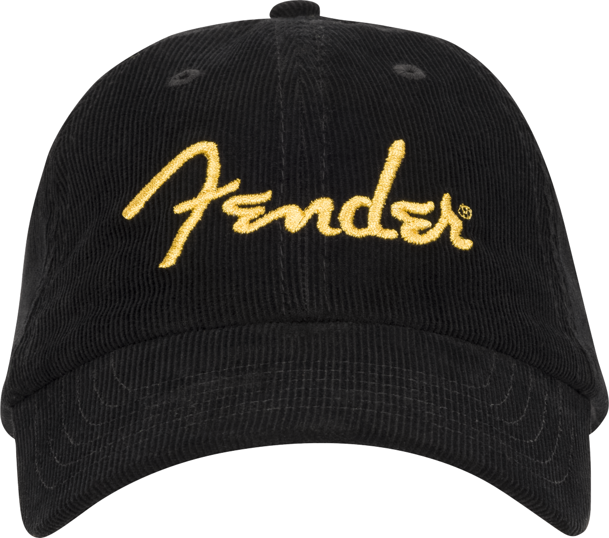 Gold Spaghetti Logo Corduroy Baseball Hat, Black, One Size