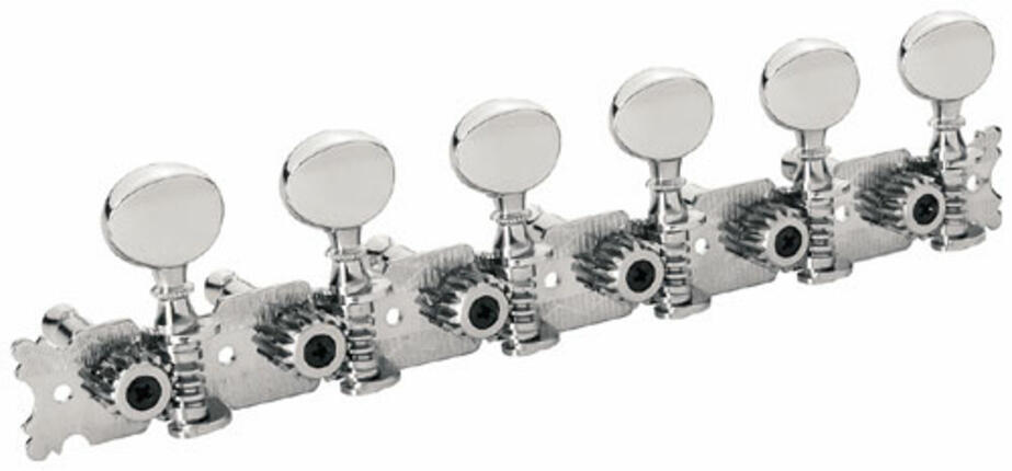 Parts - Tuners with Oval Nickel Knob - Guitar Machine Heads, 6-in-Line, Treble Side (Right) - Nickel