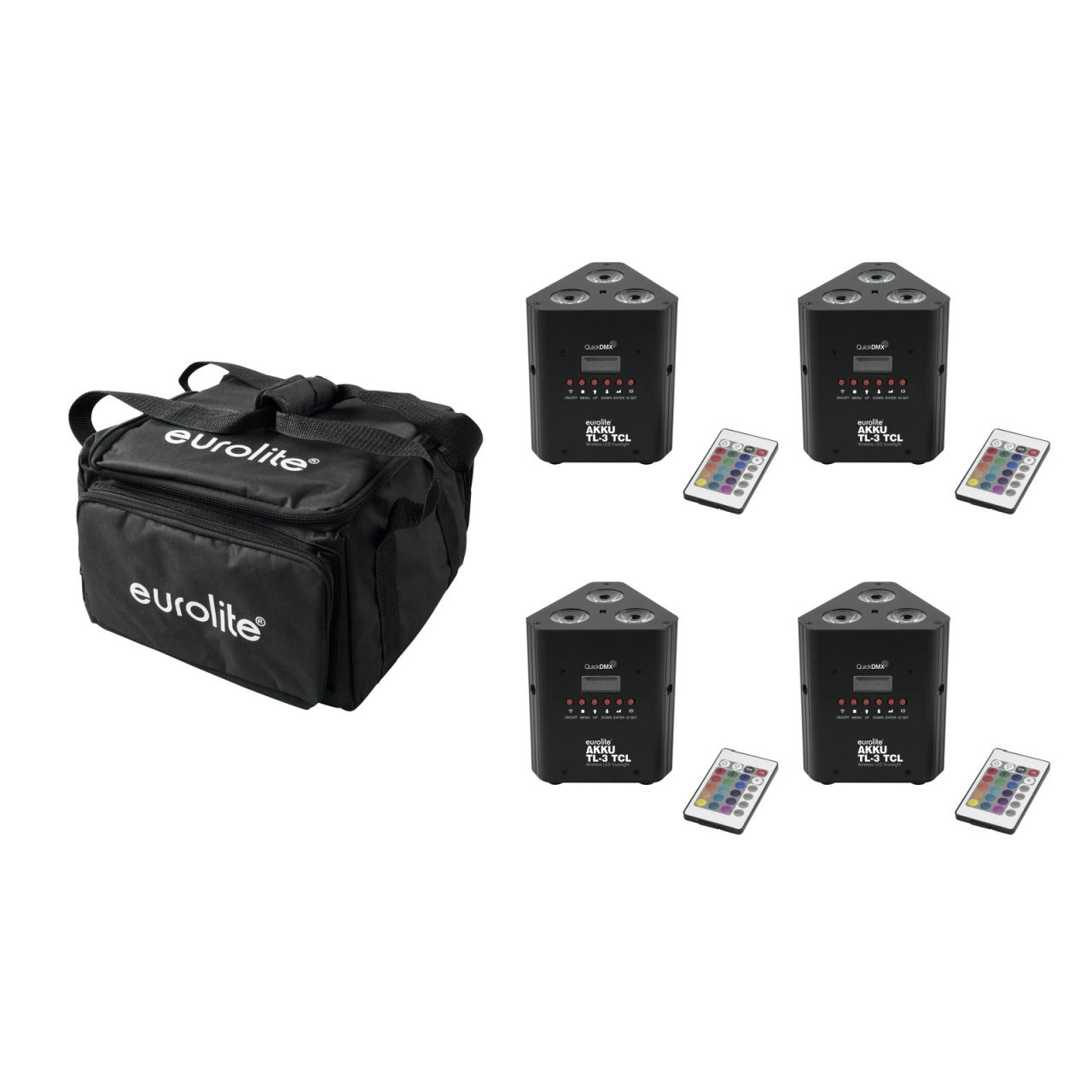 Set 4x AKKU TL-3 QuickDMX + Soft-Bag