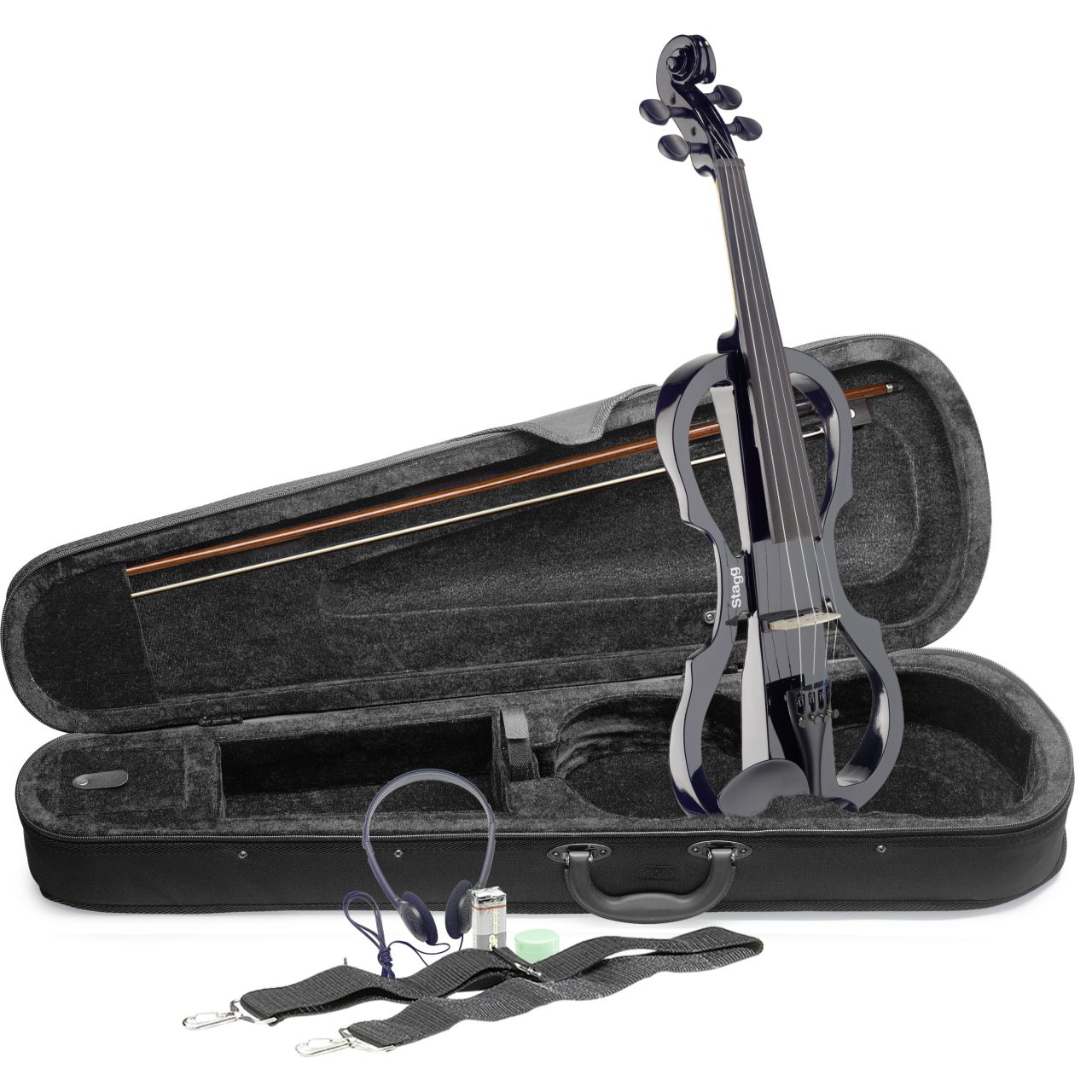 EVN-X-4/4 MBK Silent Violin Set in schwarz Metallic