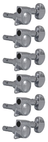 406C6 Mini Locking Rotomatics with Round Button - Guitar Machine Heads, 6-in-Line, Bass Side (Left) 