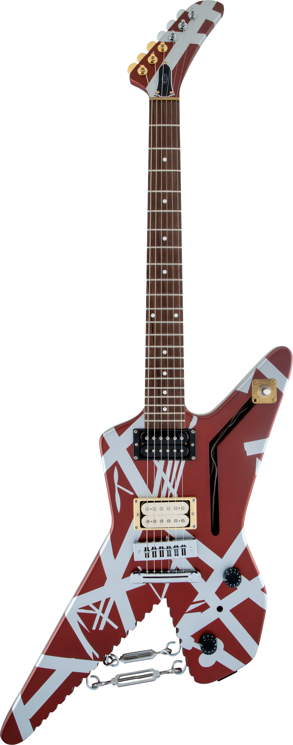 Striped Series Shark, Pau Ferro Fingerboard, Burgundy with Silver Stripes