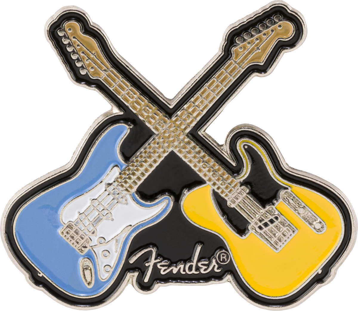 Crossed Guitars Enamel Pin, Multi-Color