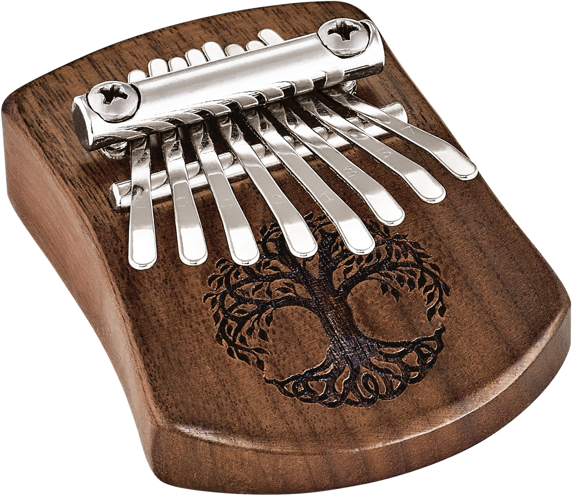 Solid "Tree of Life" Mini Kalimba - 8 Töne / Schwarzes Walnussholz