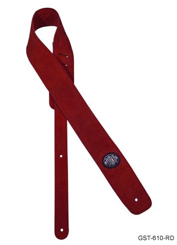 GST-610-RD Gitarrengurt  Wildleder - gepolstert Rot