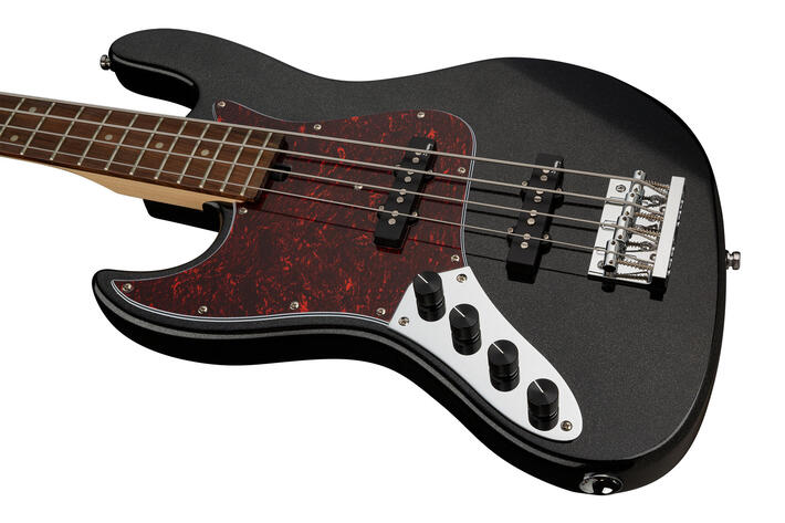 MetroExpress 21-Fret Vintage J/J Bass, Morado Fingerboard, Lefthand, 4-String - Solid Black High Pol