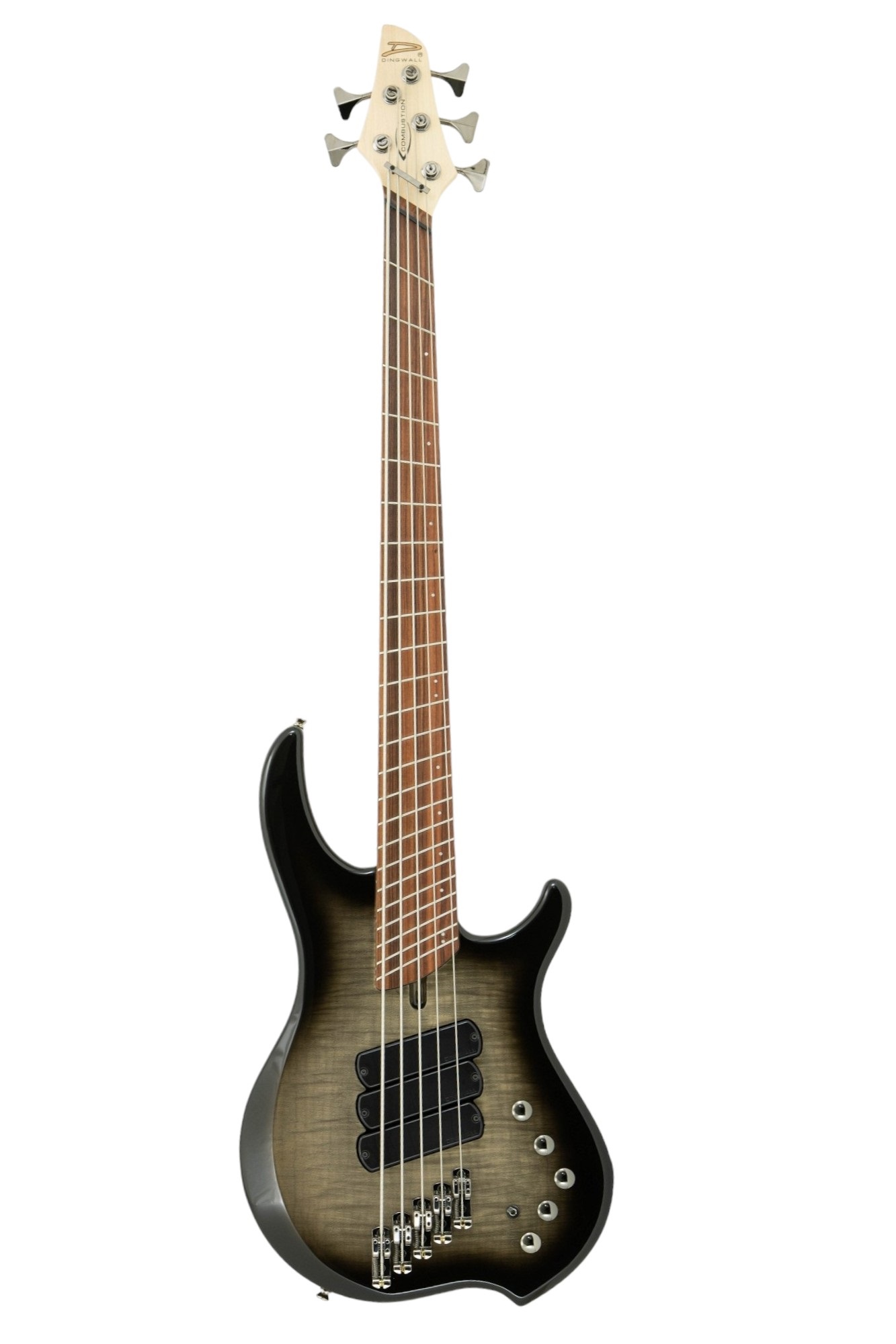 Combustion Flamed, 5-String Bass, 3 PU, Pau Ferro, Black Burst