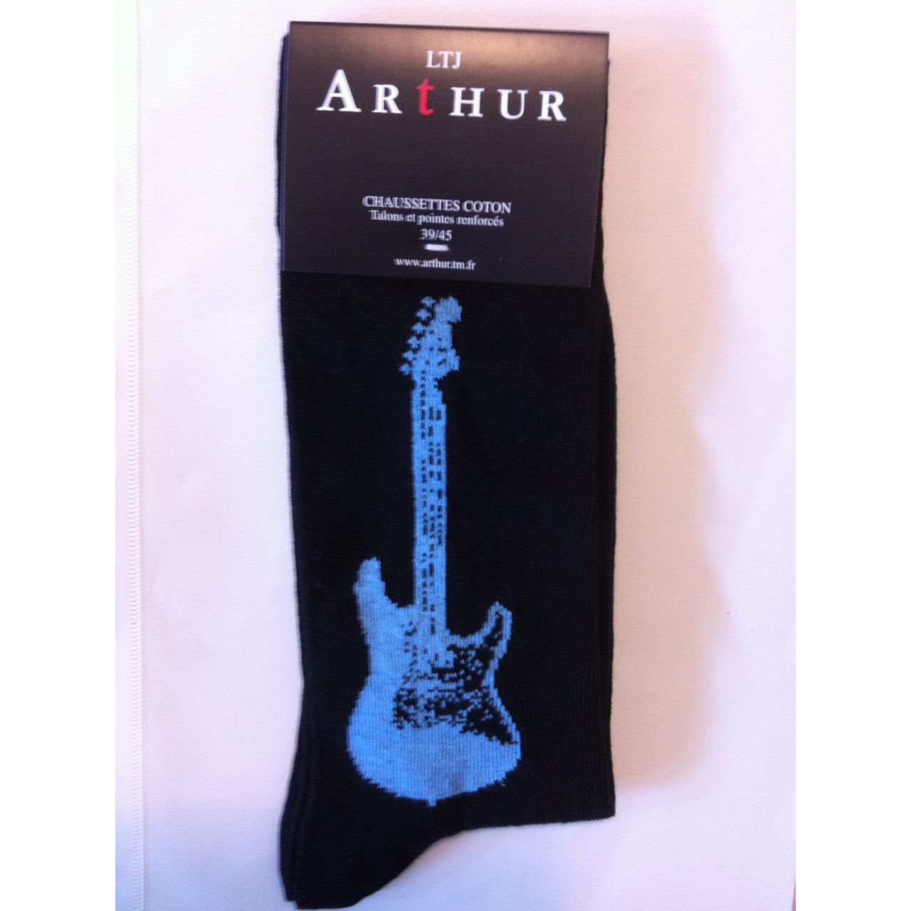 1 Paar Socken Gitarrenmotiv schwarz und himmelblau - Gr. 39/45