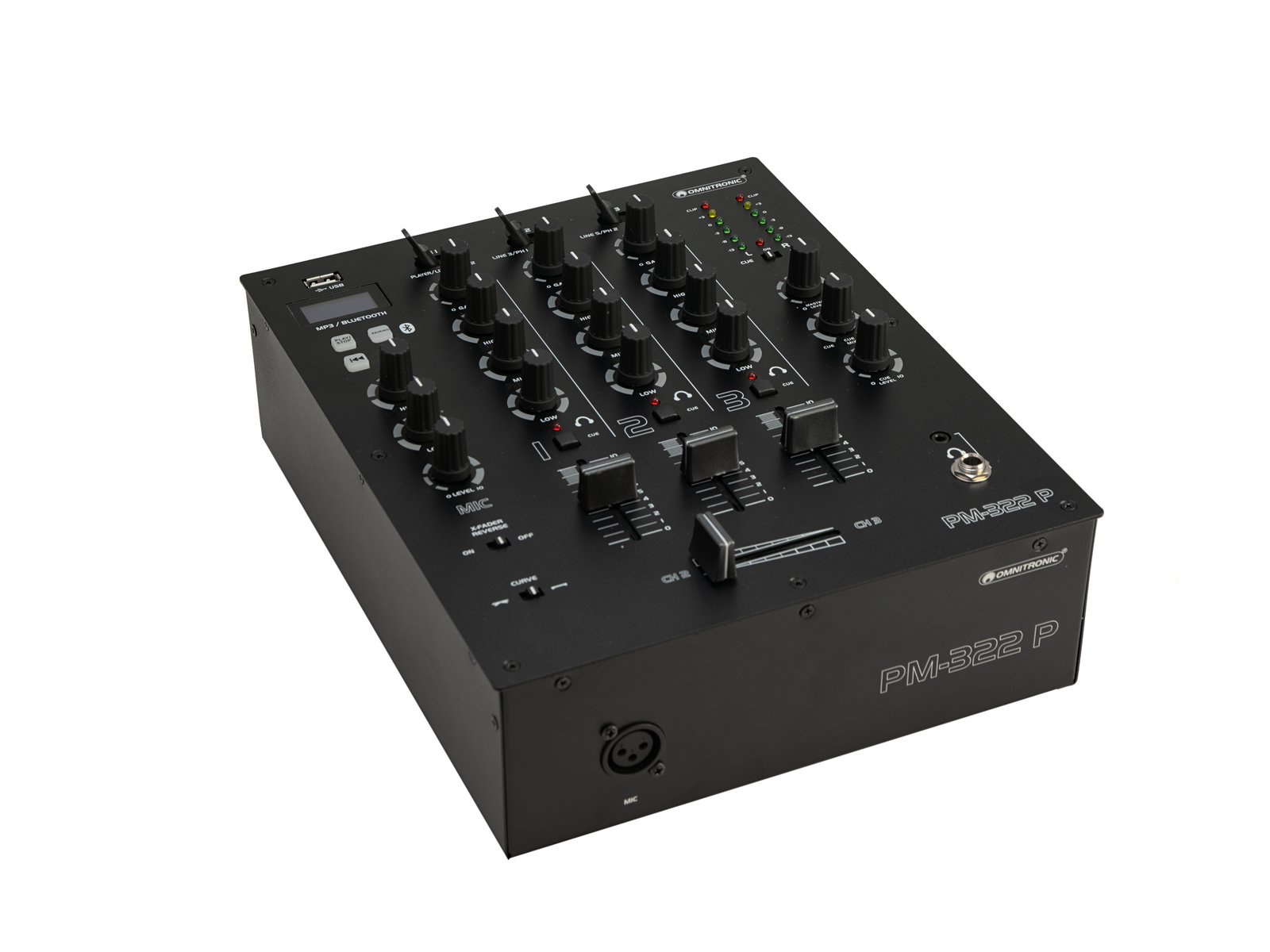 PM-322P 3-Kanal-DJ-Mixer mit Bluetooth und USB-Player