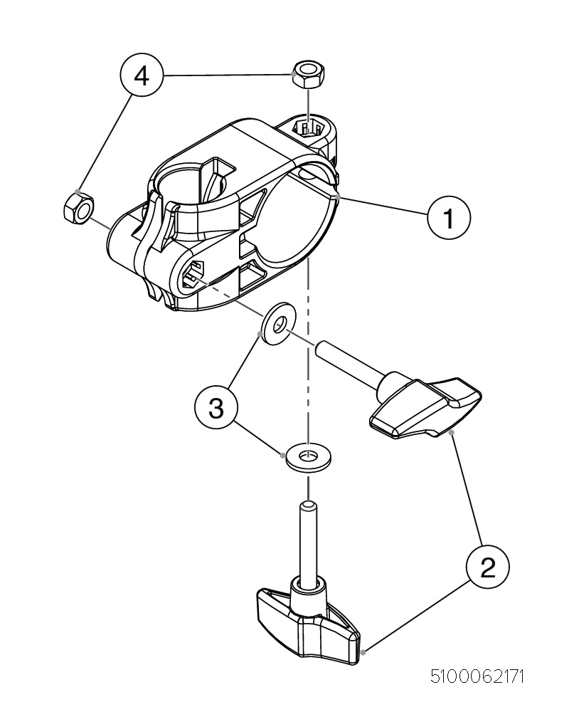 5100062171 L-Rod Padhalter inkl. Rackklammer