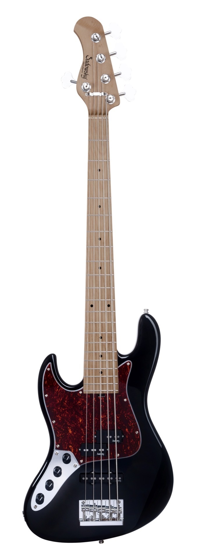 MetroExpress 21-Fret Hybrid P/J Bass, Roasted Maple Fingerboard, Lefthand, 5-String - Solid Black Hi