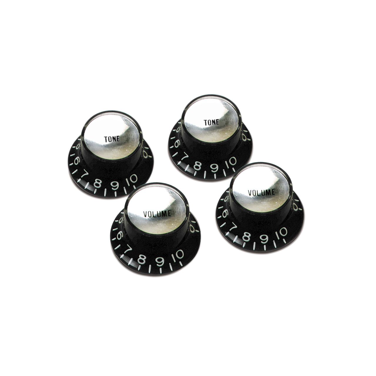 Top Hat Style Knobs Schwarz / Silber