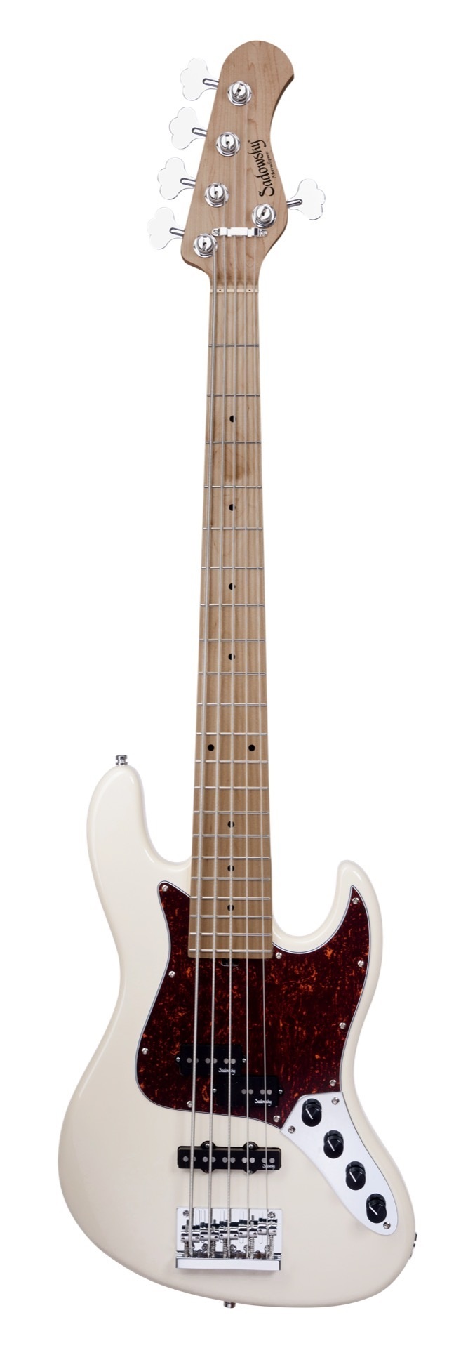 MetroExpress 21-Fret Hybrid P/J Bass, Roasted Maple Fingerboard, 5-String - Solid Olympic White High