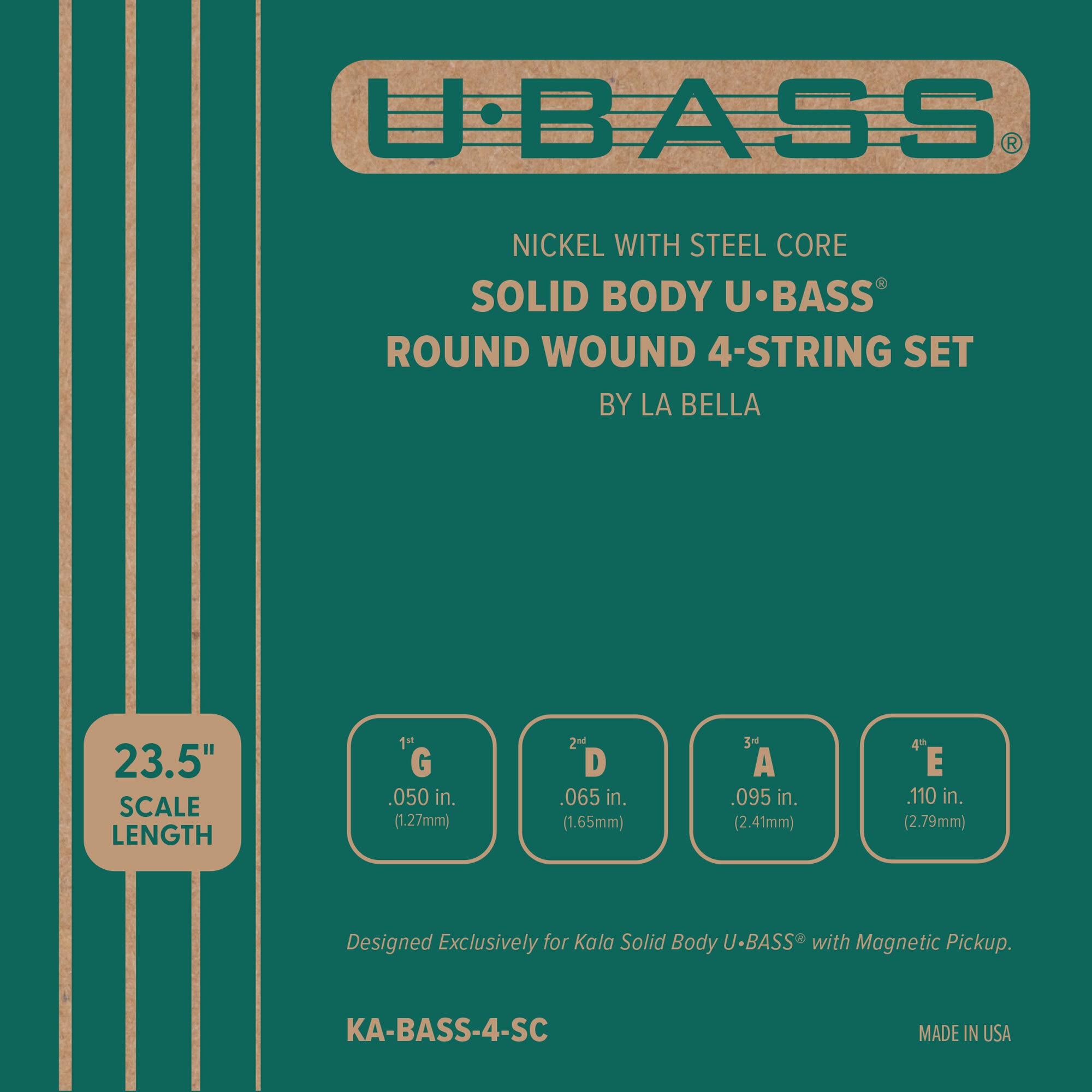 U-Bass Solid Body Roundwound String Set, 4-String (by La Bella)