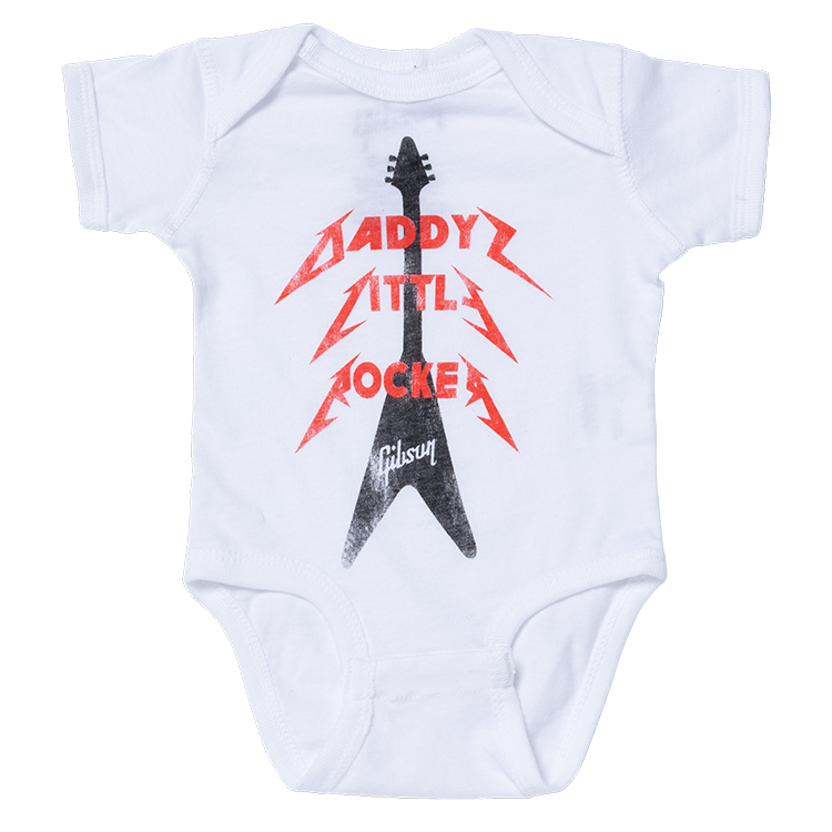 Daddy's Little Rocker Flying V Onesie (White) 6/12  Monate