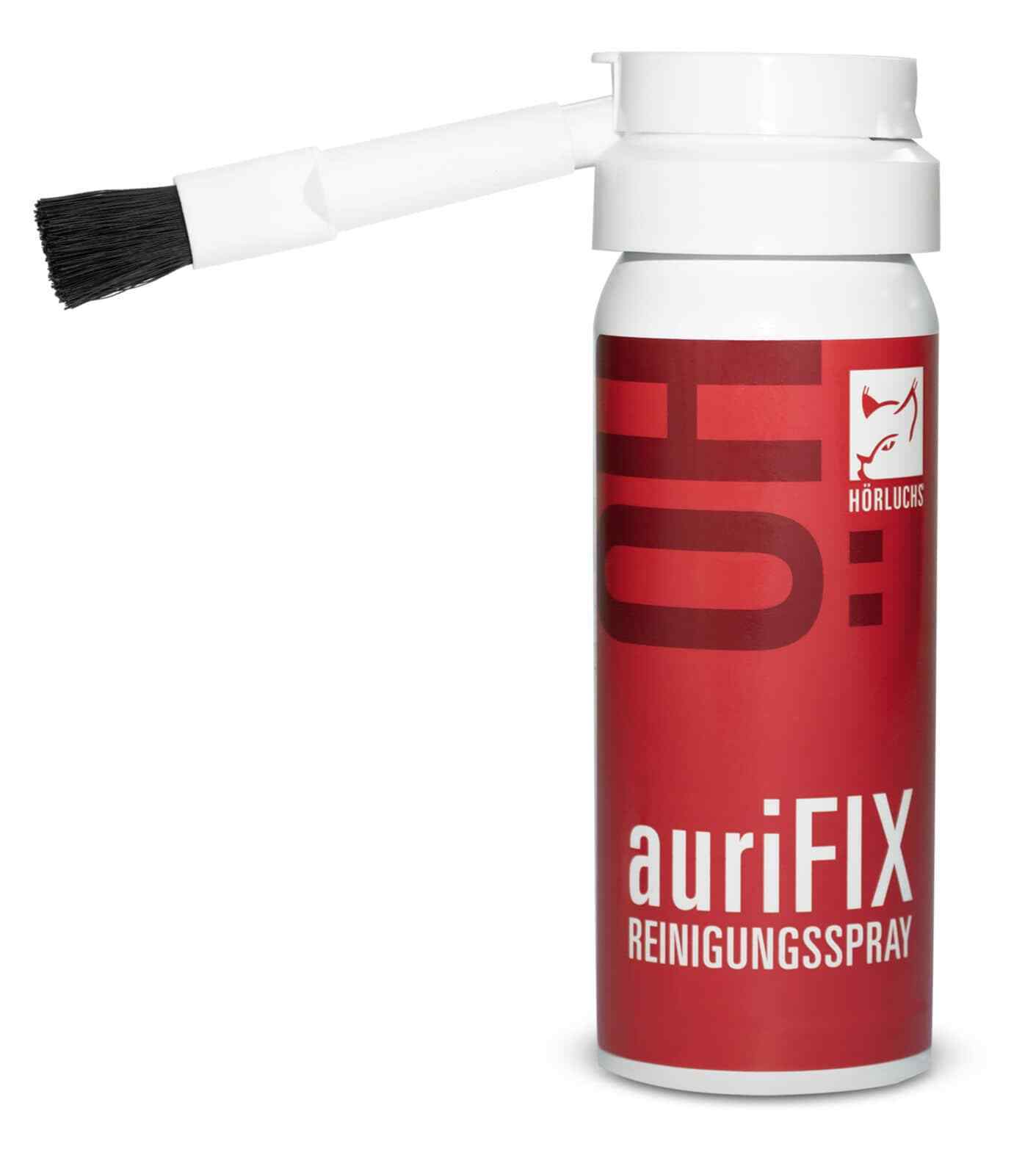 auriFIX Reinigungsspray für In-Ear Hörer mit kleiner Aufsatzbürste