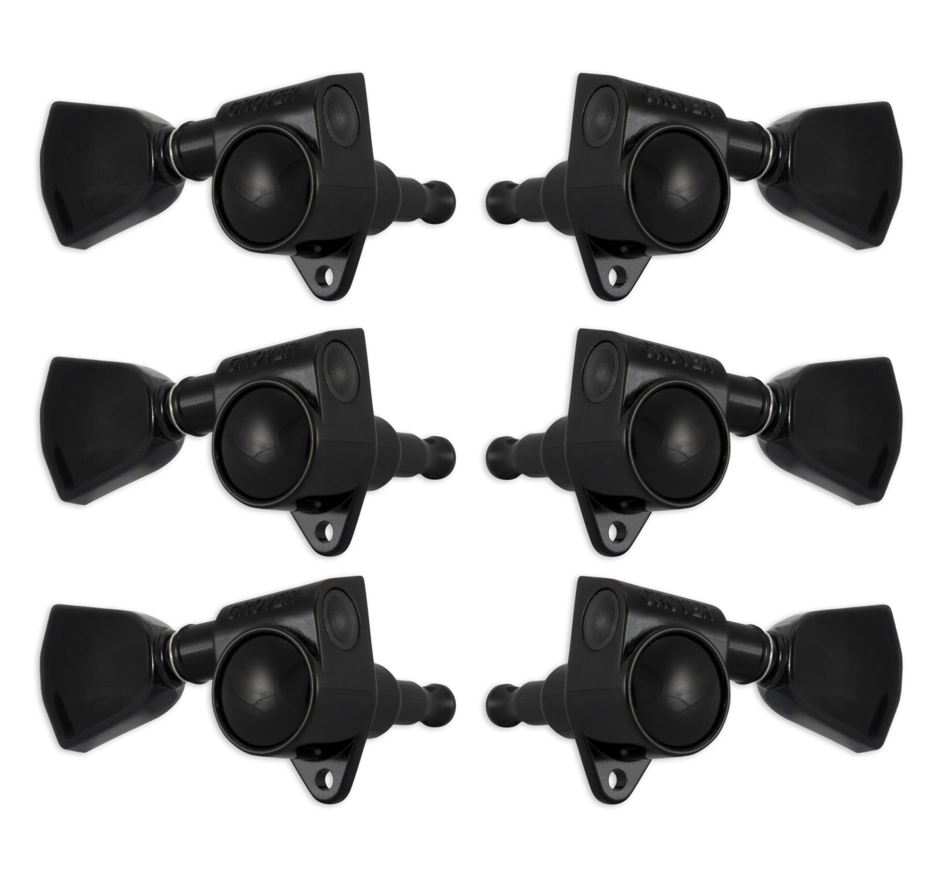 102BCK Original Rotomatics with Crown Button - Guitar Machine Heads, 3 + 3 - Black Chrome