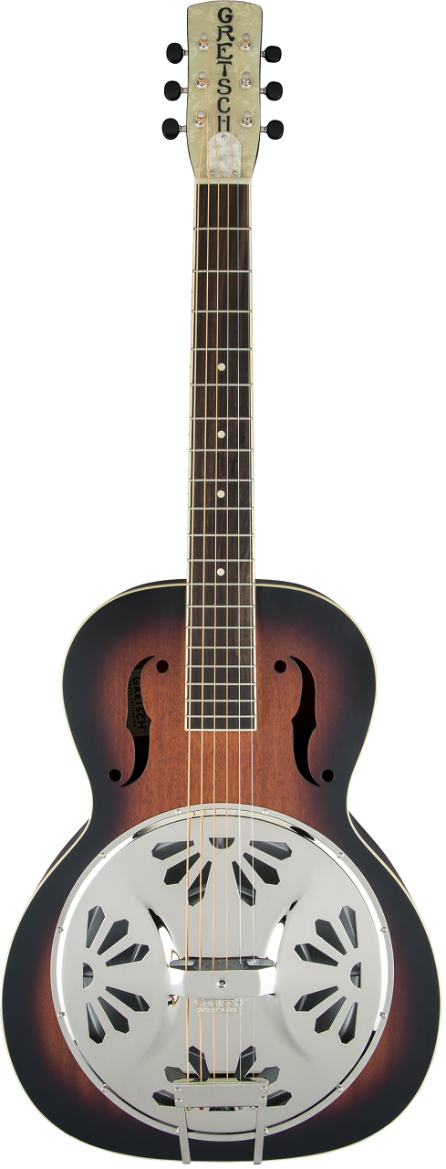 G9220 Bobtail™ Round-Neck  A.E., Mahogany Body Spider Cone Resonator Guitar, 2-Color Sunburst