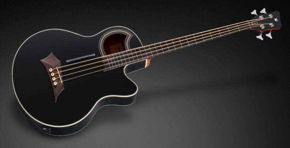 Alien Standard, 4-String, Fretless with Lines - Solid Black Satin "B-Stock"