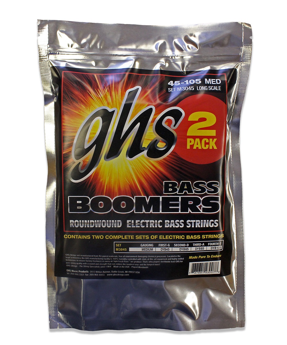 Bass Boomers M3045 - Bass String Set, 4-String, Medium, .045-.105, 2-Pack	