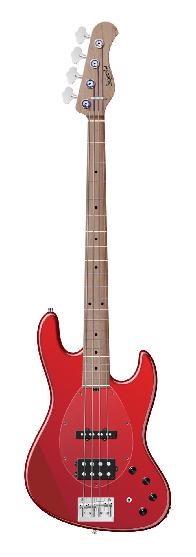 MetroExpress 21-Fret Vintage M/J Bass, Roasted Maple Fingerboard, 4-String - Solid Candy Apple Red M