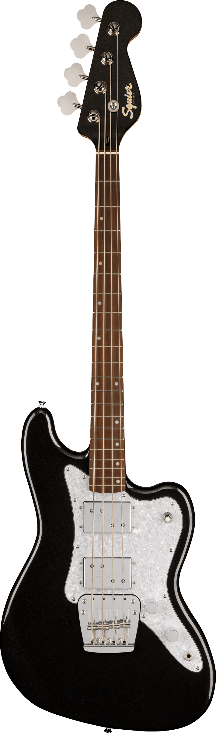 Paranormal Rascal Bass HH, Laurel Fingerboard, White Pearloid Pickguard, Metallic Black