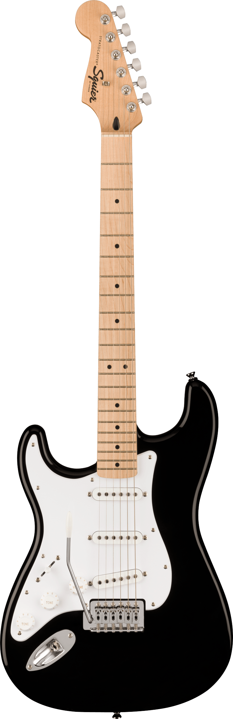 Sonic™ Stratocaster® Left-Handed, Maple Fingerboard, White Pickguard, Black