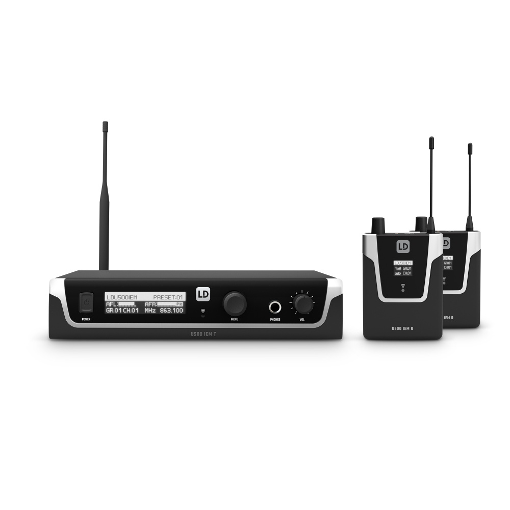 U508 IEM BUNDLE In-Ear Monitoring-System mit 2 x Bodypack - 863 - 865 MHz + 823 - 832 MHz