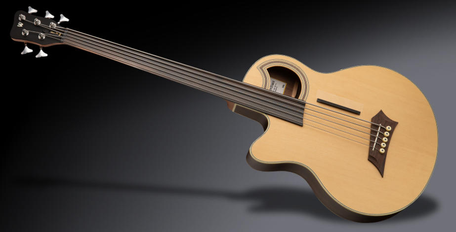 RockBass Alien Deluxe Hybrid Thinline, Lefthand, 5-String, Fretless - Natural Transparent Satin