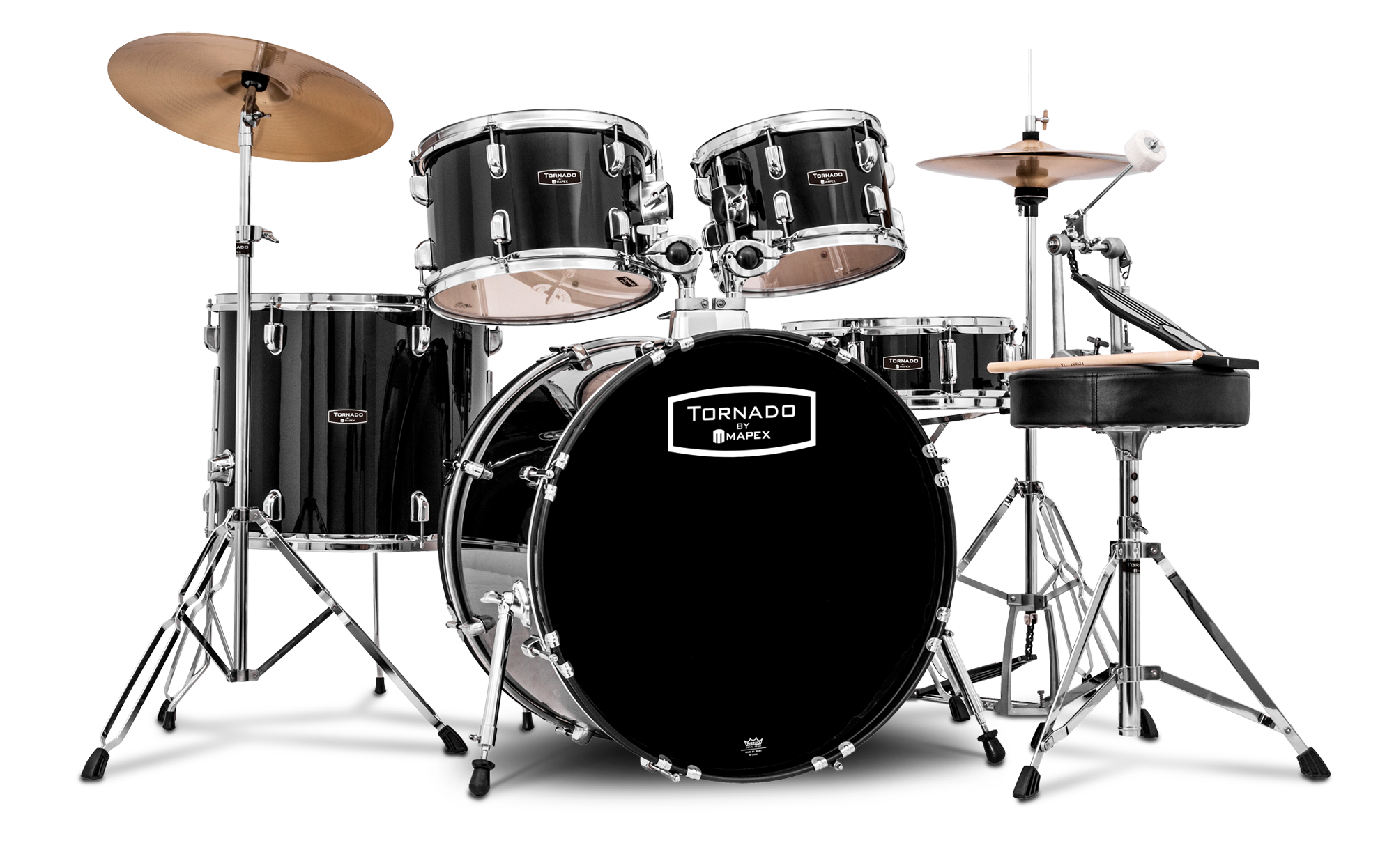 Tornado Komplett-Drum-Set 20" BD, Black Finish