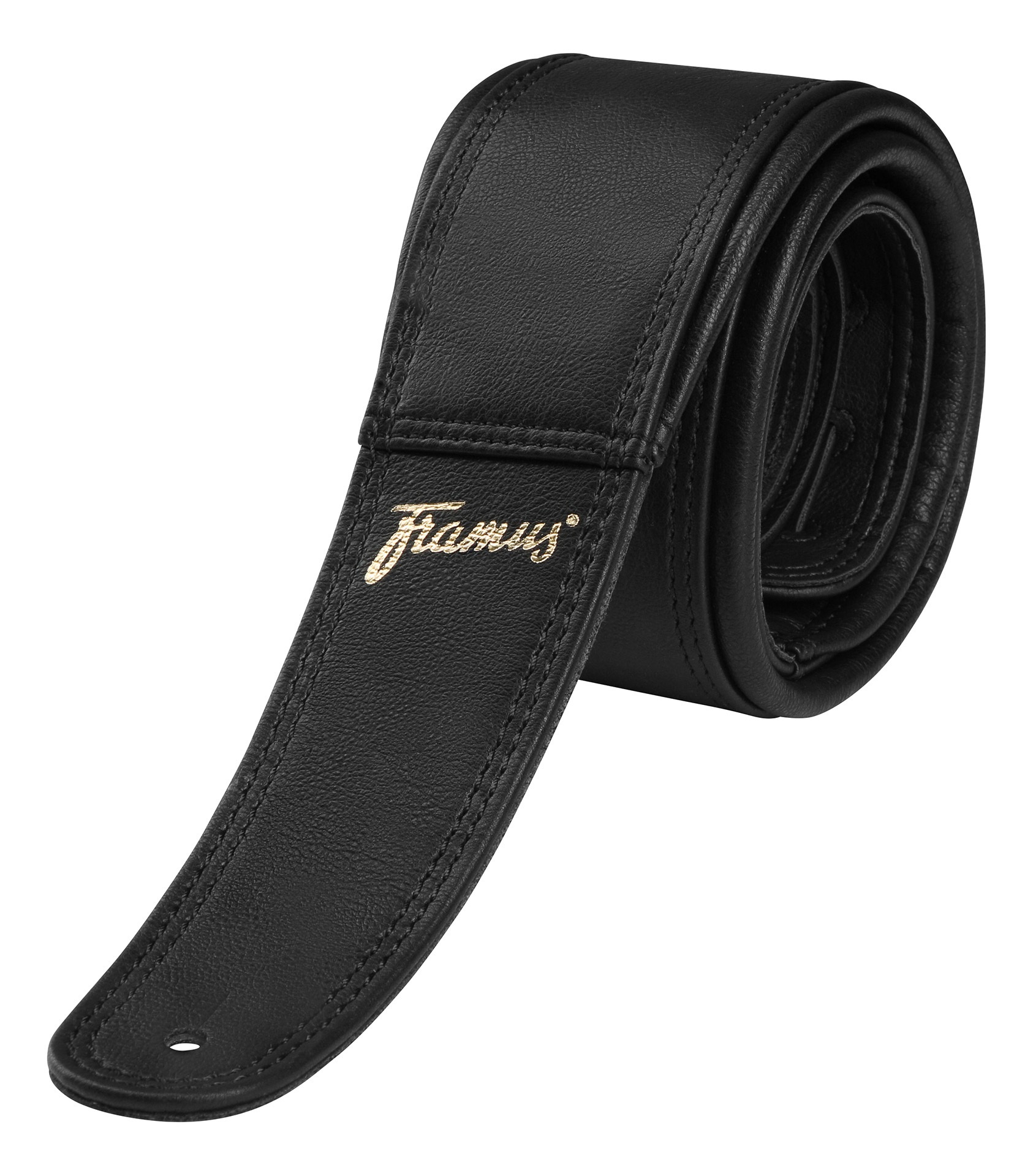 Teambuilt Synthetic Leather Guitar Strap - Black, Gold Embossing