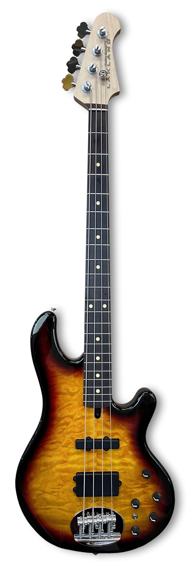 Skyline 44-02 Deluxe Bass, 4-String - Quilted Maple Top, Three Tone Sunburst Gloss "B-Stock"