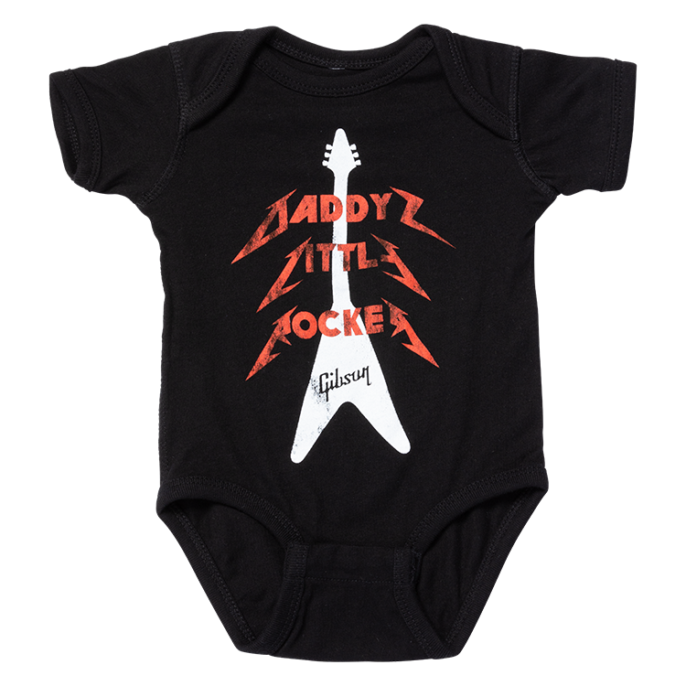 Daddy's Little Rocker Flying V Onesie (Black) 3/6 Monate