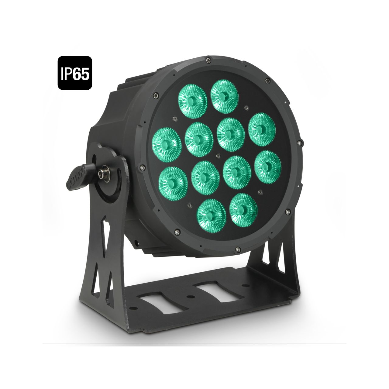 Cameo FLAT PRO 12 IP65 - 12 x 10 W FLAT LED RGBWA Outdoor PAR Scheinwerfer in schwarzem Gehäuse