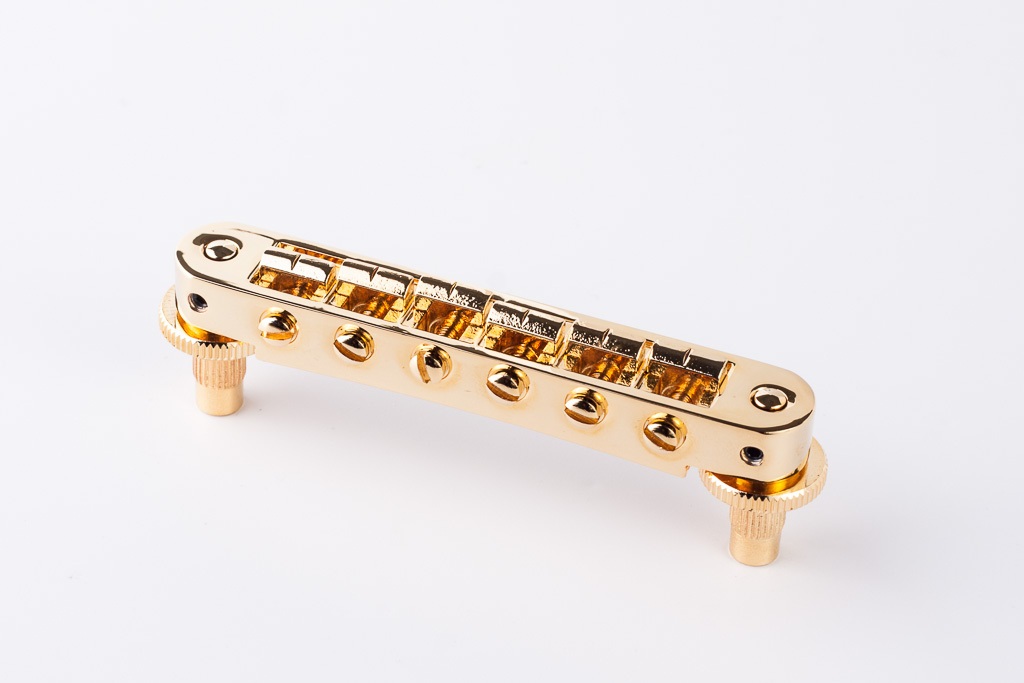 TP6A G - Standard Aluminium Tune-O-Matic Bridge with Bell Brass Saddles (Small Posts / Notched Saddl