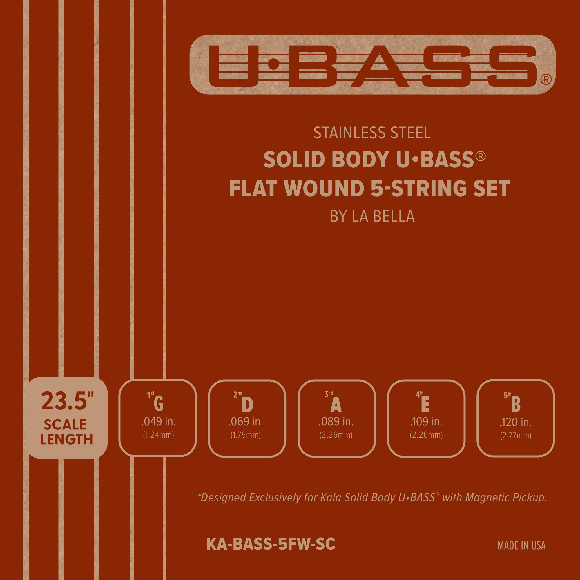 U-Bass Solid Body Flatwound String Set, 5-String (by La Bella)