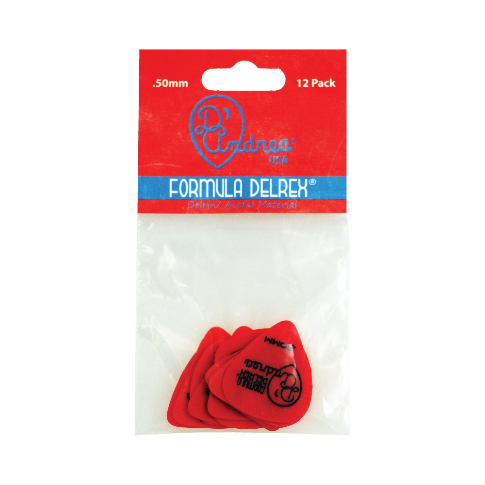 Formula Delrex Picks - 351 Shape (TPD351 .50TH), 12 pcs Pick Pack, 0.50 mm, Red