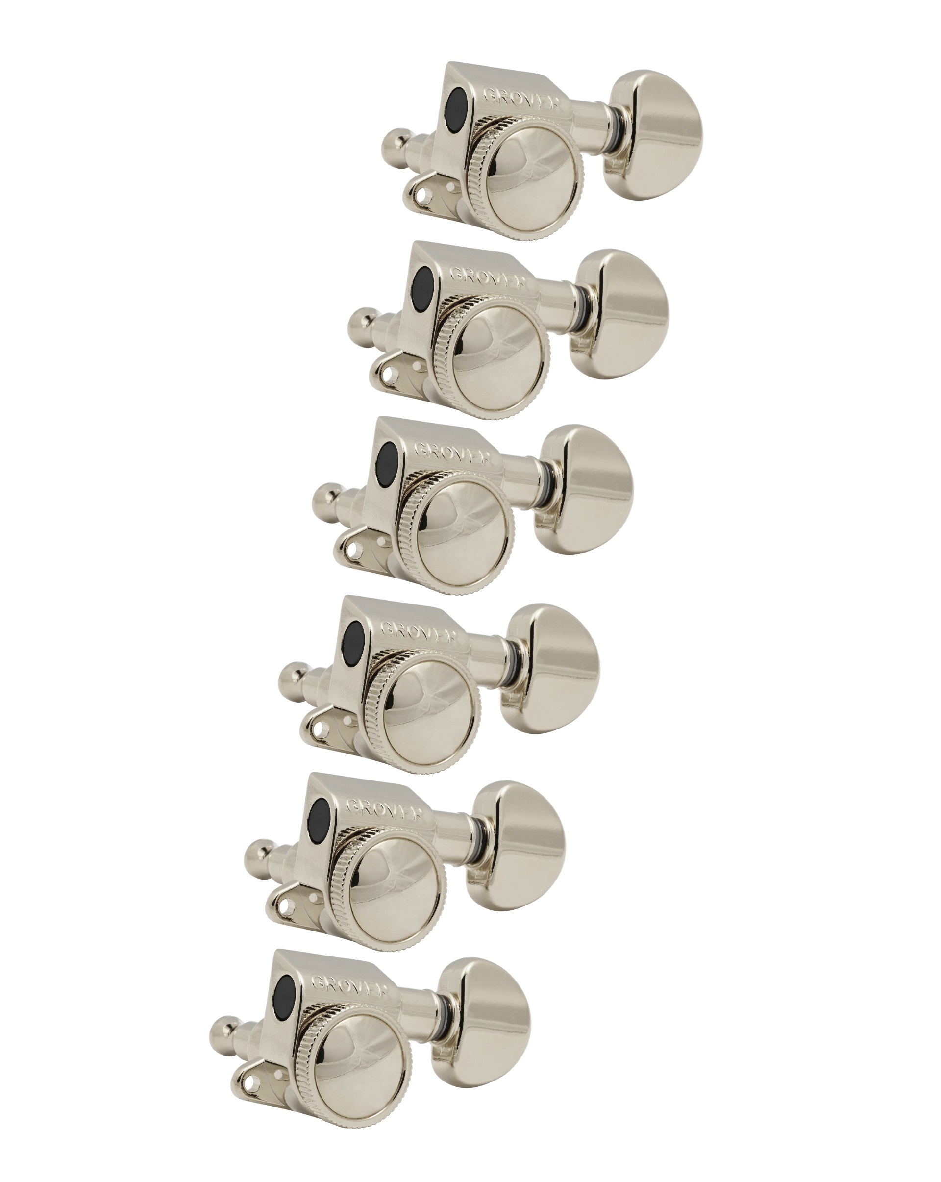 505N6 Mini Roto-Grip Locking Rotomatics - Guitar Machine Heads, 6-in-Line, Bass Side (Left) - Nickel