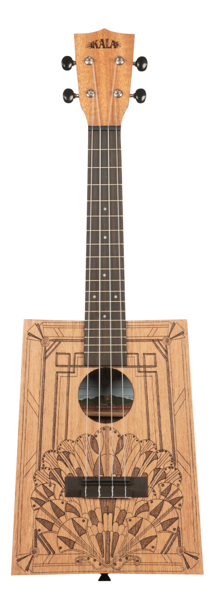 KA-CB-DECO-C - Art Deco Cigar Box Concert Ukulele, with Bag