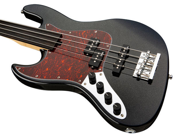 MetroExpress 21-Fret Hybrid P/J Bass, Tigerstripe Ebony Fingerboard, Fretless, Lefthand, 4-String - 