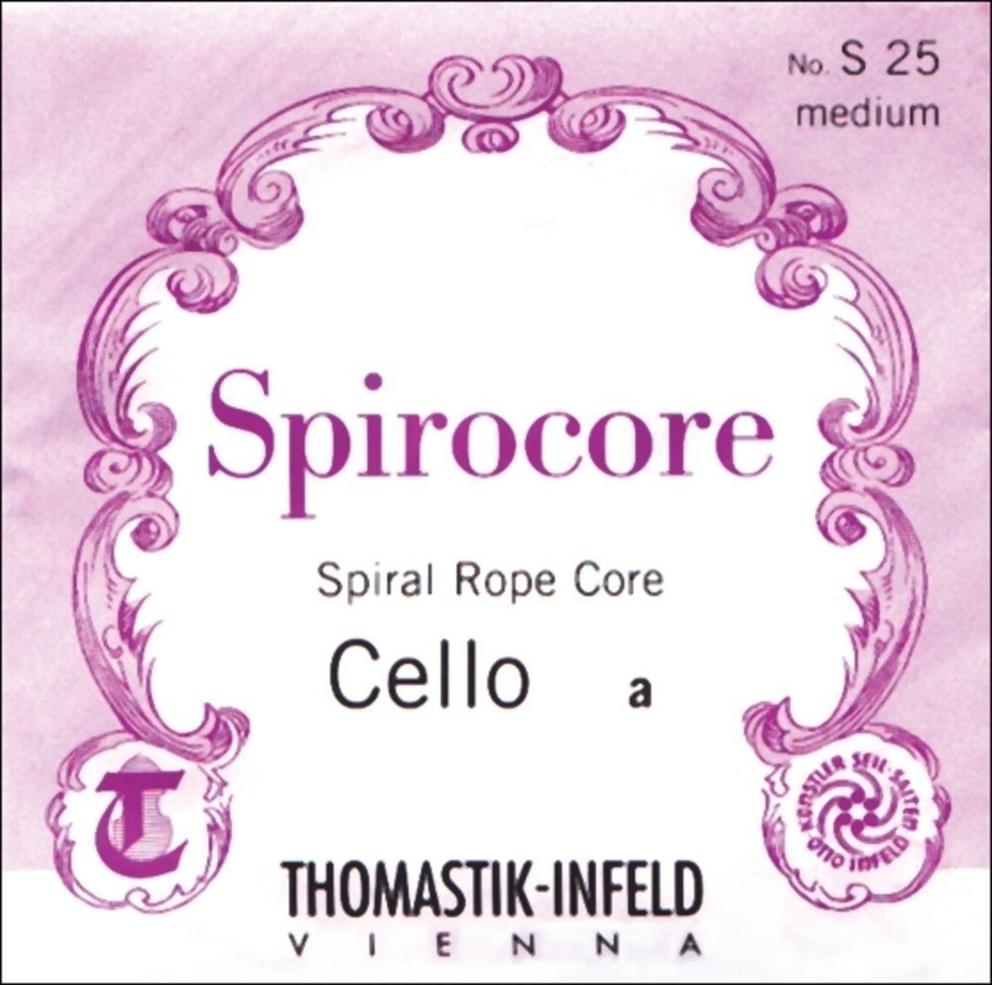 Cello Einzelsaite A medium S25 Spirocore Spiralkern, chrom umsponnen