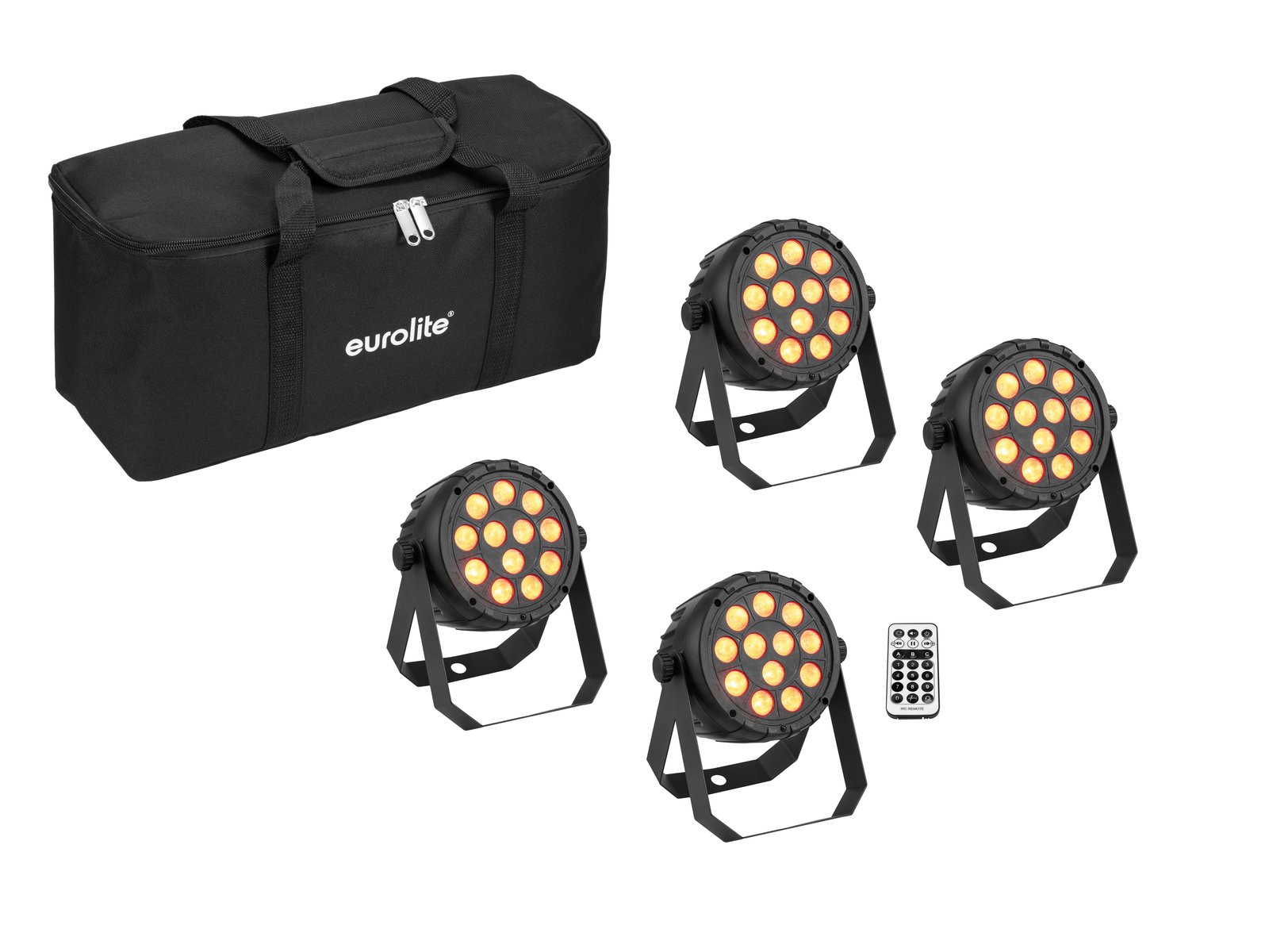 Set 4x LED PARty Spot Silent RGB/WW mit Softbag