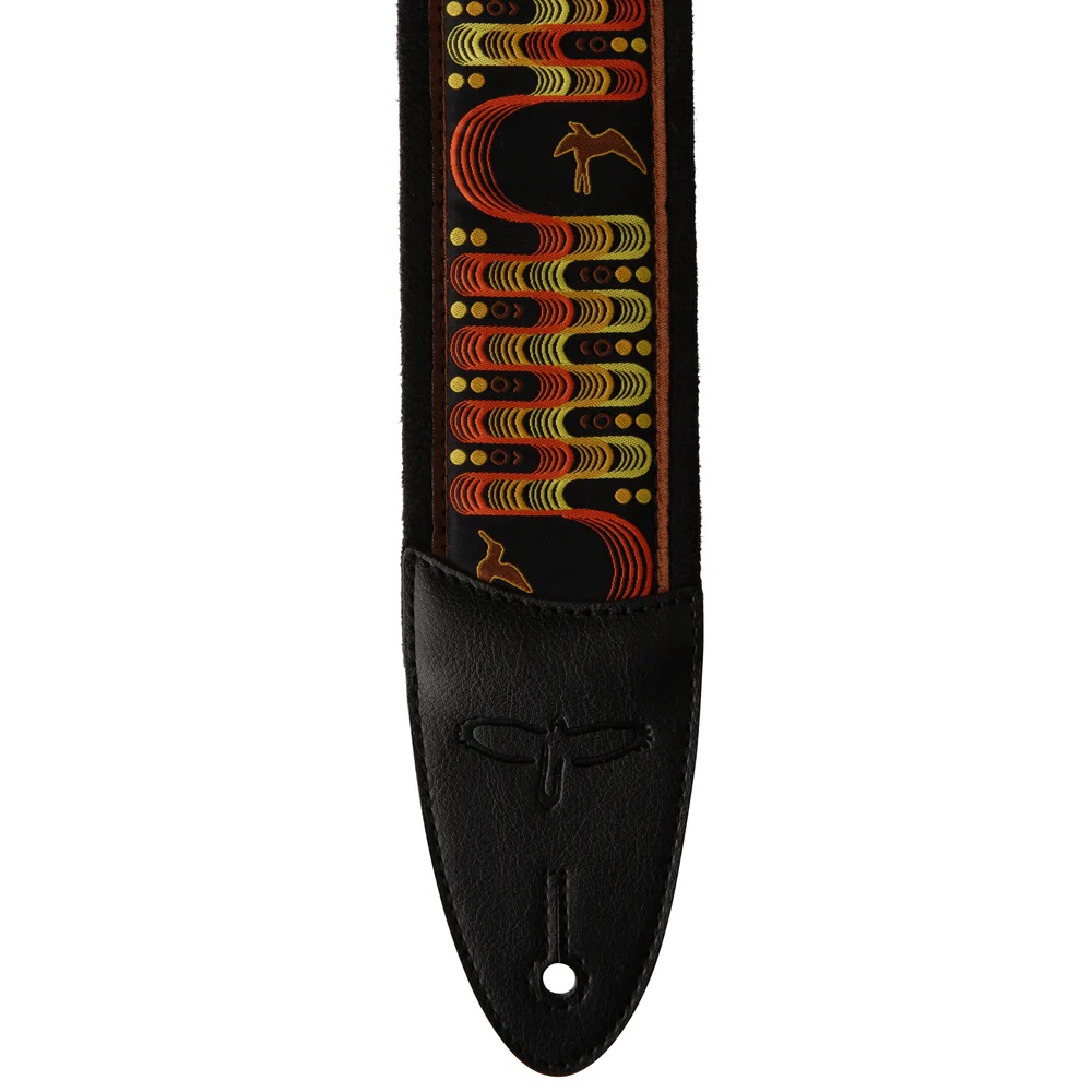 2.4" Padded Guitar Strap w/FLASH, Custom Jacquard Birds Wavelength, Orange