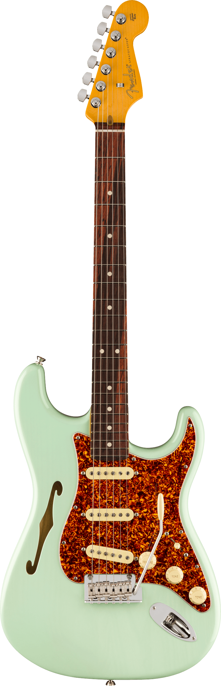 American Professional II Stratocaster® Thinline, Rosewood Fingerboard, Transparent Surf Green