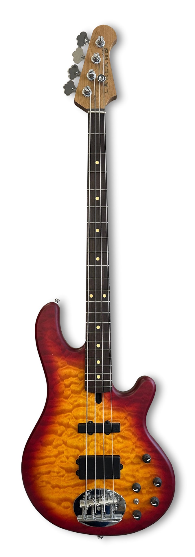 Skyline 44-02 Deluxe Bass, 4-String - Quilted Maple Top, Cherry Burst Satin - B-Stock