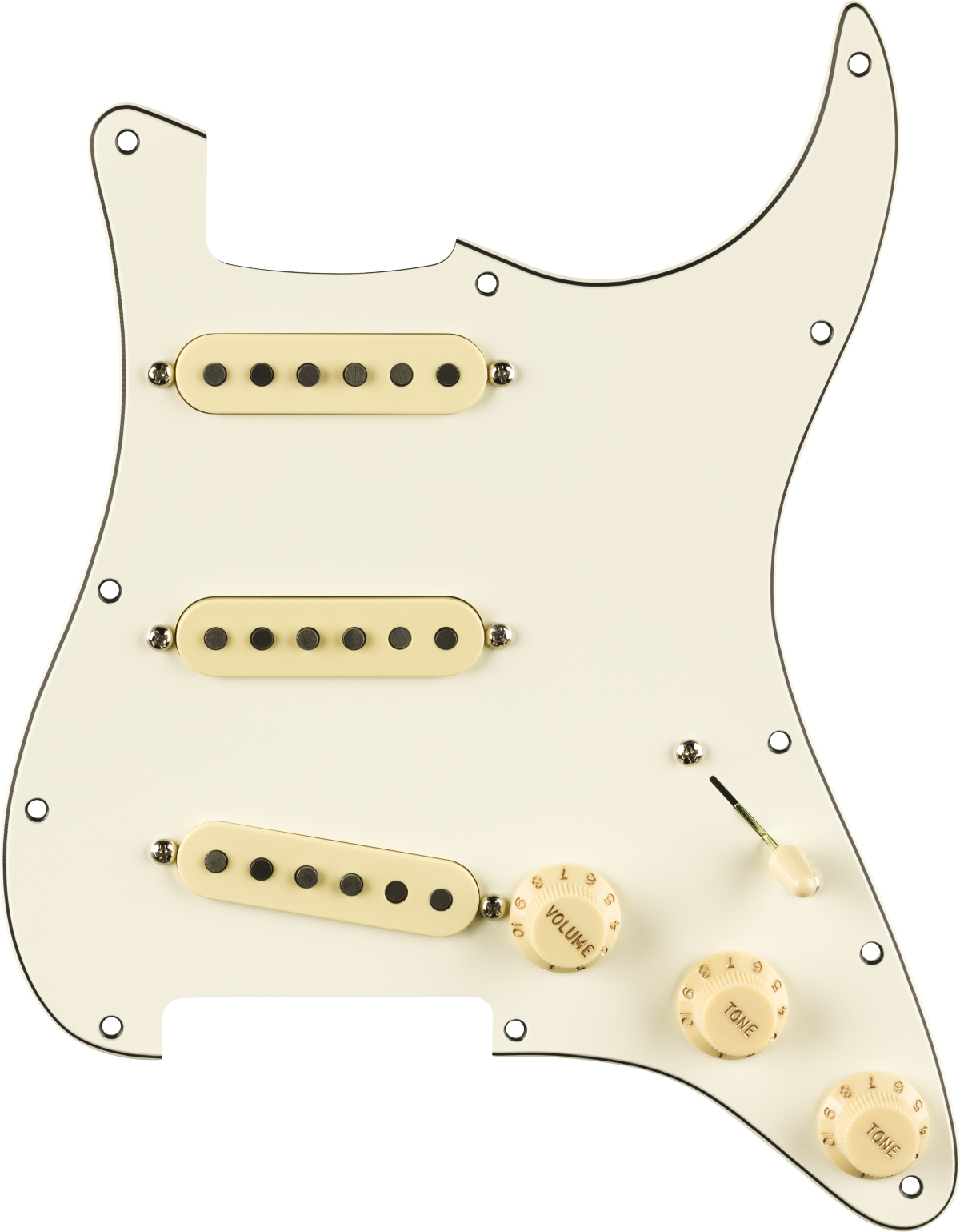 Pre-Wired Strat® Pickguard, Pure Vintage '65 w/RWRP Midde, Parchment 11 Hole PG